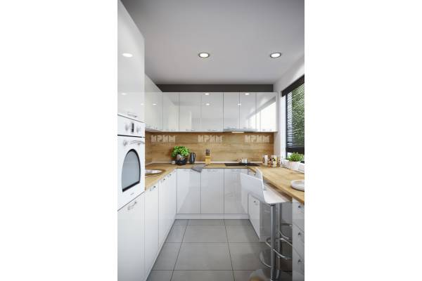 П-образна кухня в бял гланц от МДФ Сити 856