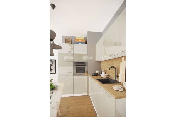 Кухня в бежов гланц от МДФ Сити 857