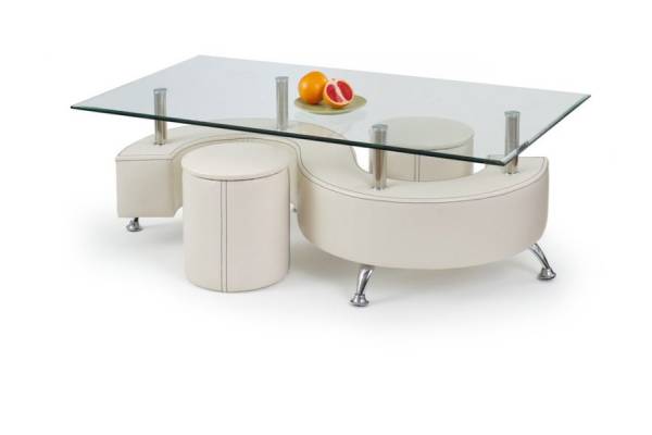 Холна маса Nina 3 бяла с две табуретки