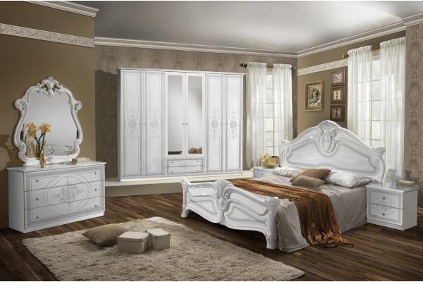 Италиански спален комплект Amalfi със 6-крилен гардероб в бяло