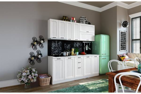 Кухня Сити 754 с лице от МДФ в бяло