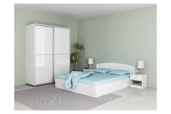 Спален комплект Аполо 4 в бял гланц