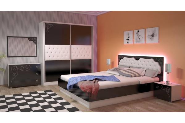 Спален комплект Грация черно гланц