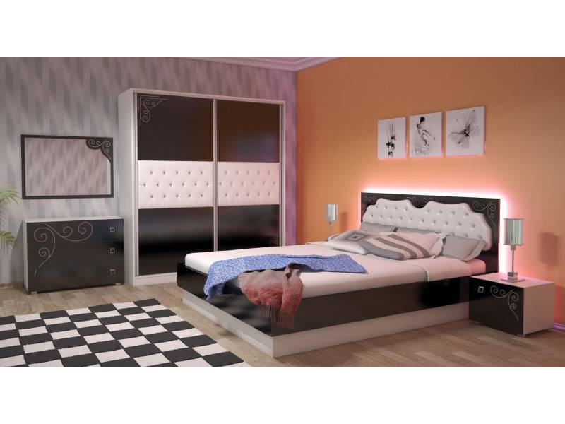 Спален комплект Грация черно гланц - Спални комплекти