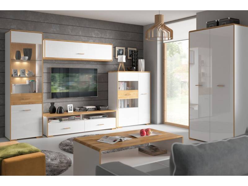 Витрина с плавно ляво затваряне и LED осветление BARI REG1W1DL - Скринове, шкафове и етажерки