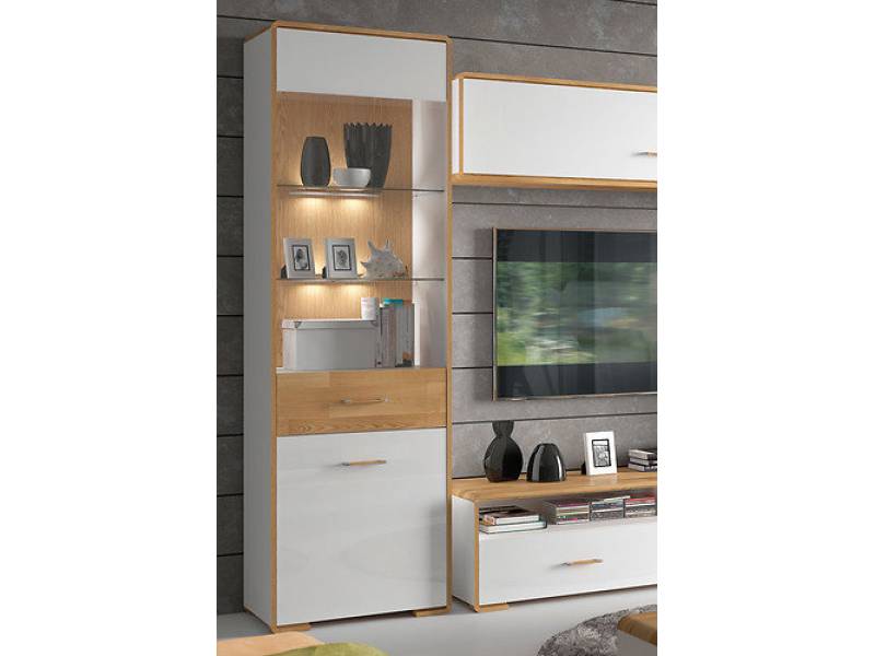 Витрина с плавно ляво затваряне и LED осветление BARI REG1W1DL - Скринове, шкафове и етажерки