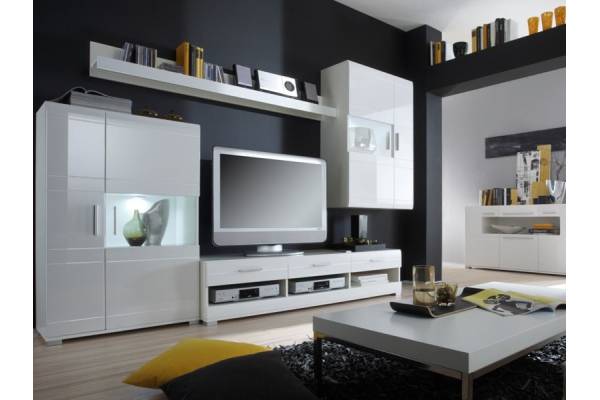 Холна секция в бял гланц Light