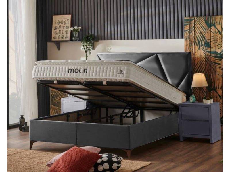 Тапицирано легло с матрак Mika Moon D.Grey Sb06 - Спални