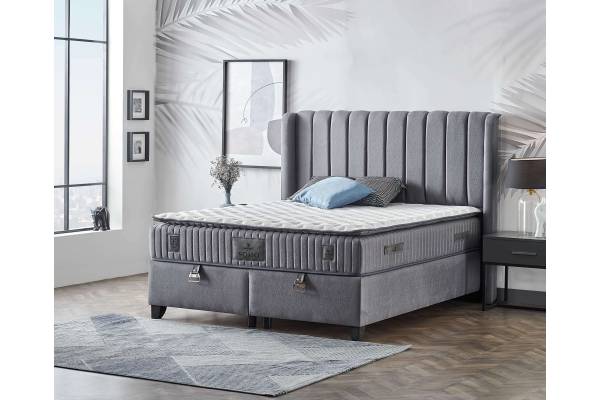 Тапицирано легло с матрак Mika Soho Light Grey Sb20