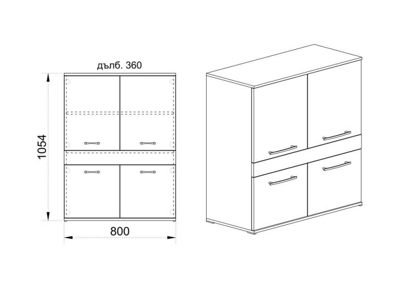 Шкаф Беста 81 - Модулна секция Беста