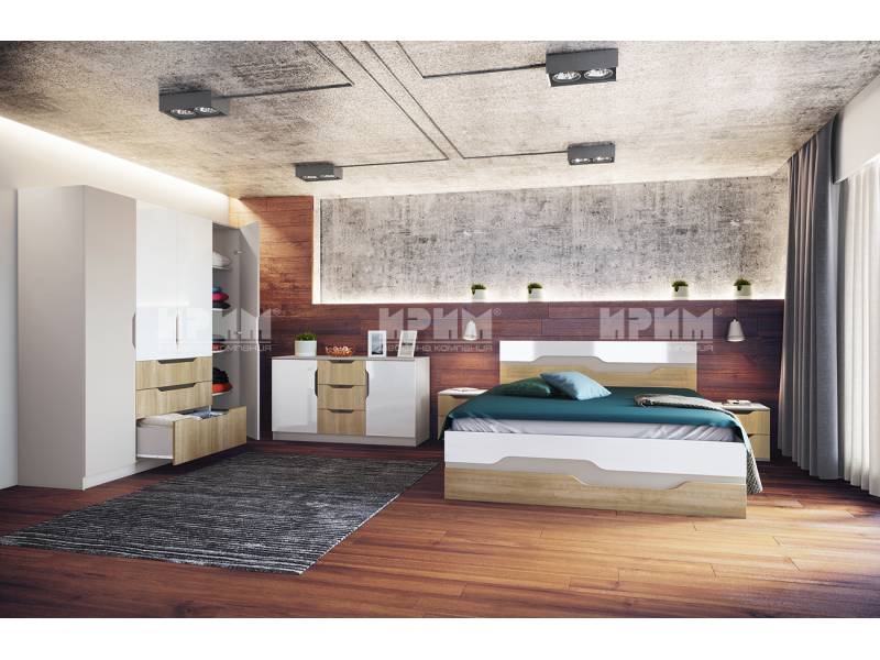 Спалня с нощни шкафчета Unique - Двойни легла