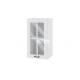 Горен шкаф с витрина БФ-Бяло фладер-04-102, 40см - Модулна Кухня Сити дъб натурал и венге
