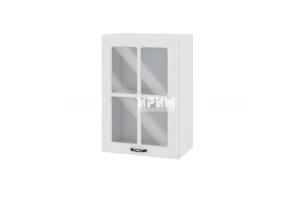 Горен шкаф с витрина БФ-Бяло фладер-04-118, 50см