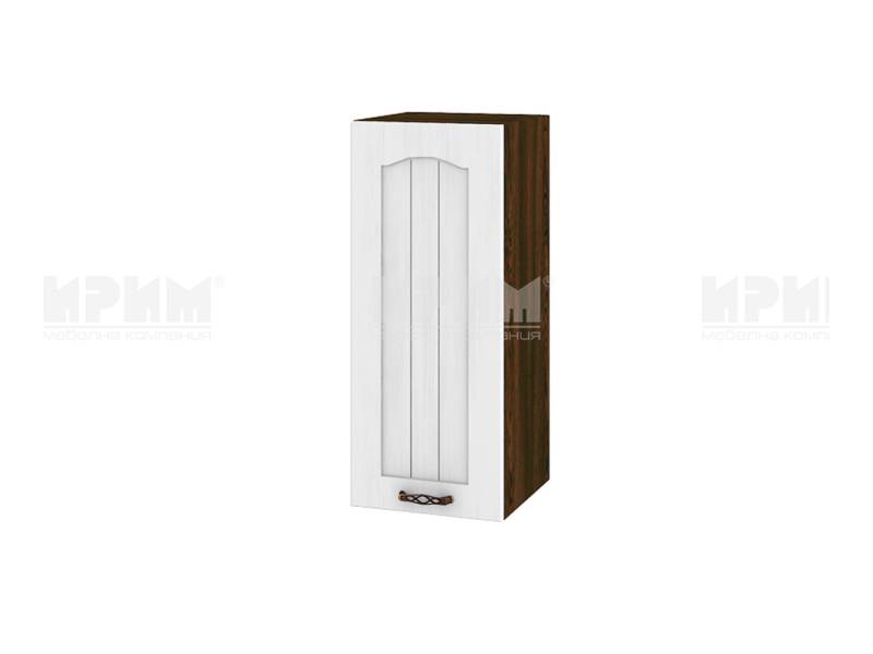 Горен шкаф с врата ВФ-Бяло фладер-04-51, 30см - ляво отваряне - Модулна Кухня Сити бяло фладер и венге