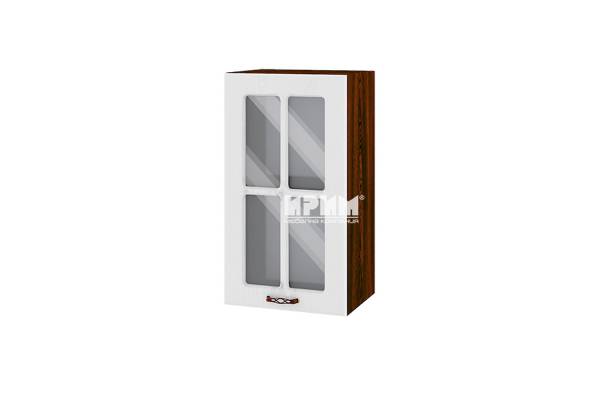 Горен шкаф с витрина ВФ-Бяло фладер-04-102, 40см