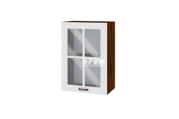 Горен шкаф с витрина ВФ-Бяло фладер-04-118, 50см
