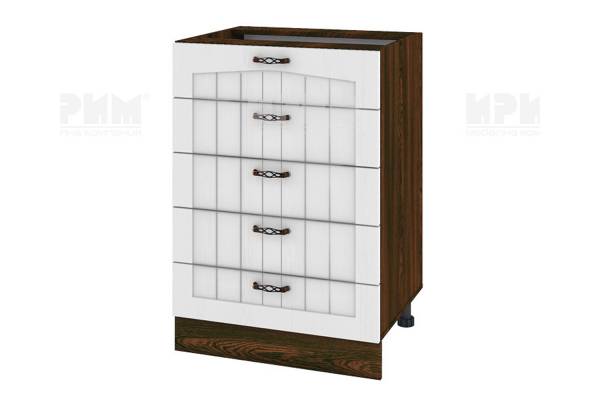 Долен шкаф с пет чекмеджета ВФ-Бяло фладер-04-29, 60см 