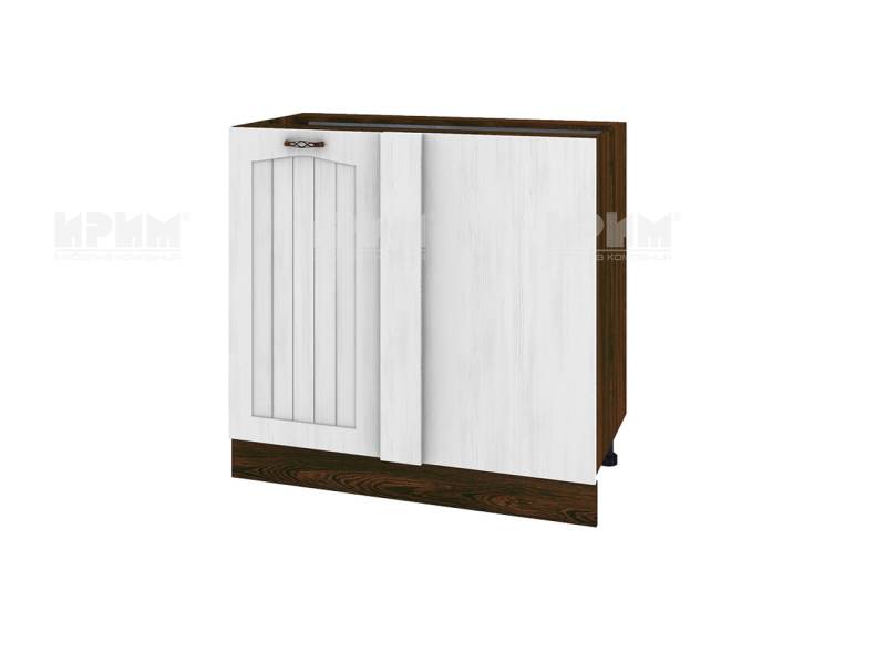 Долен шкаф за ъгъл с врата ВФ-Бяло фладер-04-92, 90см - ляво отваряне - Модулна Кухня Сити бяло фладер и венге