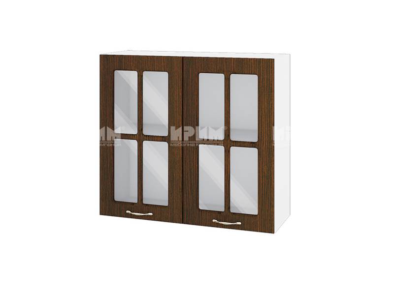 Горен шкаф с две витрини БФ-Венге-03-104, 80см - Модулна Кухня Сити сонома и венге