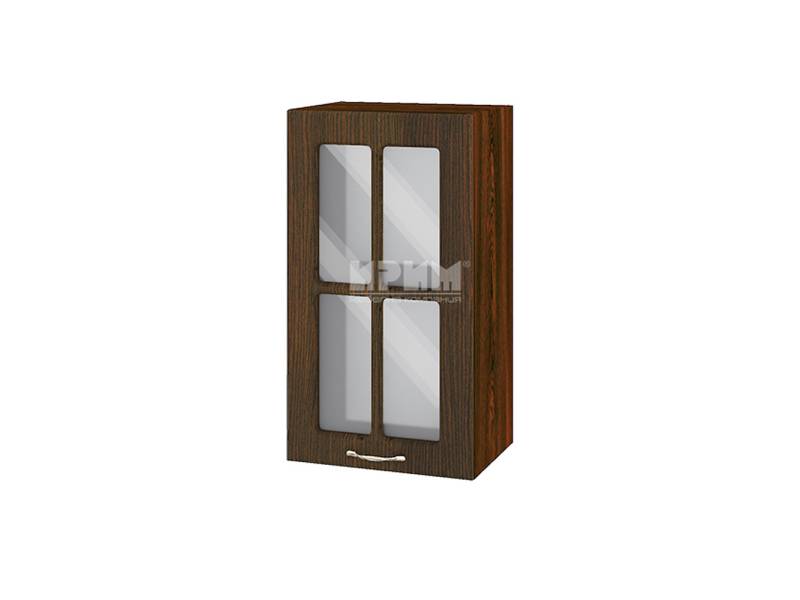 Горен шкаф с витрина ВФ-Венге-03-102, 40см - Модулна Кухня Сити венге и бяло гладко