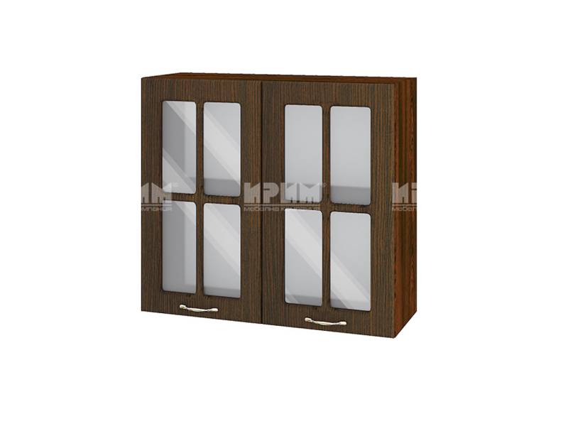 Горен шкаф с две витрини ВФ-Венге-03-104, 80см - Модулна Кухня Сити венге и бяло гладко