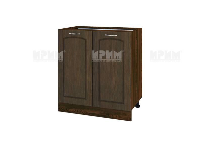 Долен шкаф с две врати ВФ-Венге-03-23, 80см, с възможнот за вграждане на мивка - Модулна Кухня Сити венге и бяло гладко