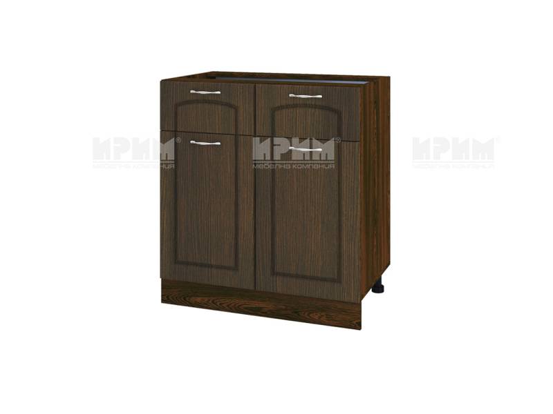 Долен шкаф с две врати и две чекмеджета ВФ-Венге-03-26, 80см - Модулна Кухня Сити венге и бяло гладко