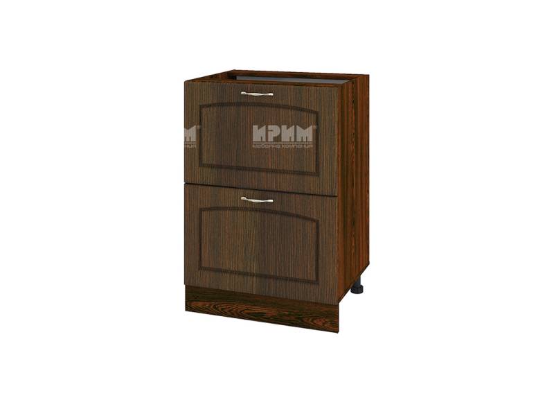 Долен шкаф с две чекмеджета ВФ-Венге-03-44, 60см - Модулна Кухня Сити венге и бяло гладко