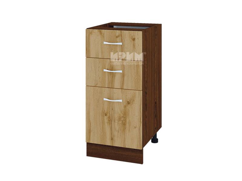 Долен шкаф с две чекмеджета и врата ВДД-27, 40см - Модулна кухня Сити дъб дакота и бяло