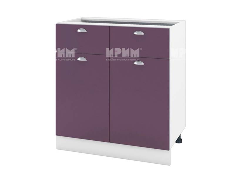 Долен шкаф с две врати и две чекмеджета БФ-Лилаво мат-05-26, 80см - Модулна Кухня Сити лилаво мат и бяло гладко