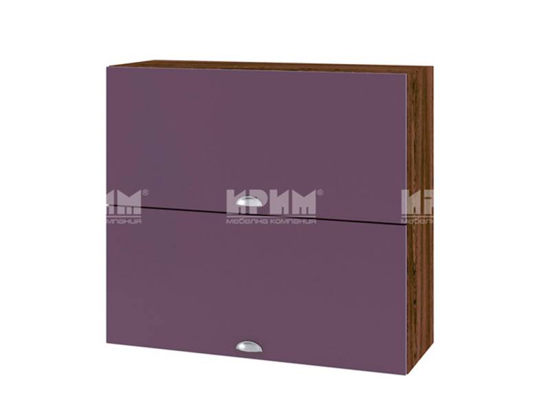 Горен шкаф с две хоризонтални врати ВФ-Лилаво мат-05-12, 80см - Модулна Кухня Сити лилаво мат и бяло гладко