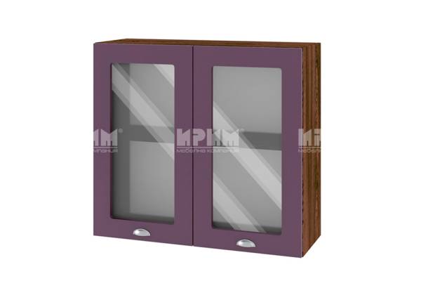 Горен шкаф с две витрини ВФ-Лилаво мат-05-204, 80см