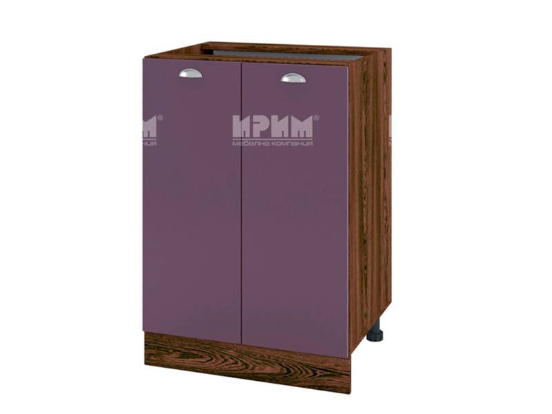 Долен шкаф с две врати ВФ-Лилаво мат-05-22, 60см, с възможнот за вграждане на мивка - Модулна Кухня Сити лилаво мат и бяло гладко