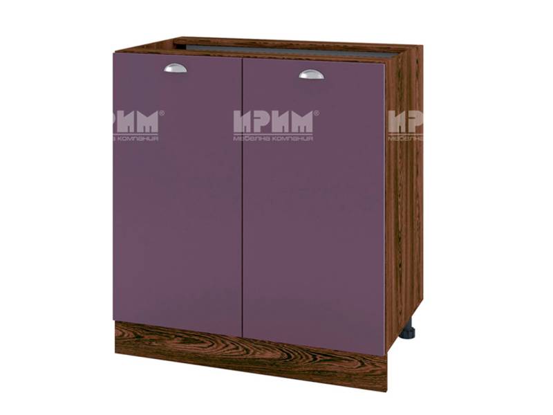 Долен шкаф с две врати ВФ-Лилаво мат-05-23, 80см, с възможнот за вграждане на мивка - Модулна Кухня Сити лилаво мат и бяло гладко