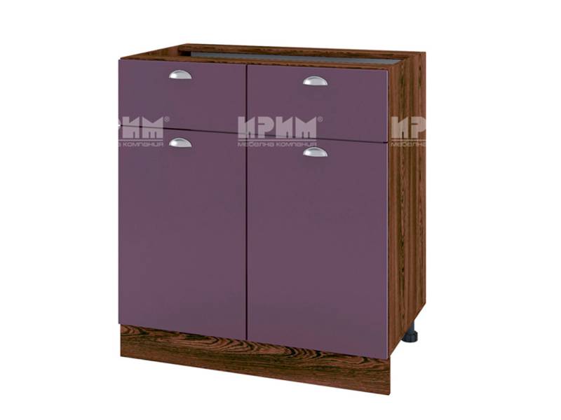 Долен шкаф с две врати и две чекмеджета ВФ-Лилаво мат-05-26, 80см - Модулна Кухня Сити лилаво мат и бяло гладко