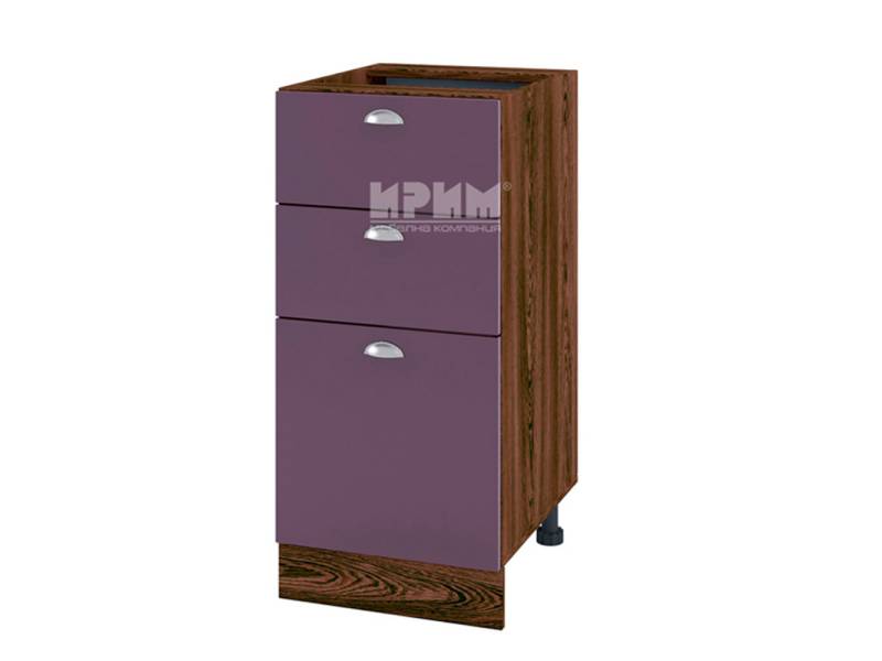 Долен шкаф с две чекмеджета и врата ВФ-Лилаво мат-05-27, 40см - Модулна Кухня Сити лилаво мат и бяло гладко