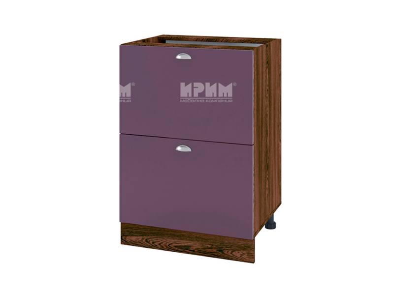 Долен шкаф с две чекмеджета ВФ-Лилаво мат-05-44, 60см - Модулна Кухня Сити лилаво мат и бяло гладко