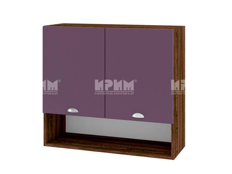 Горен шкаф с две врати и ниша ВФ-Лилаво мат-05-8, 80см - Модулна Кухня Сити лилаво мат и бяло гладко