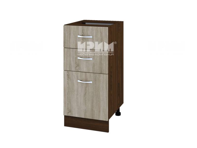 Долен шкаф с две чекмеджета и врата ВДА-27, 40см - Модулна кухня Сити сонома арвен 629 и венге