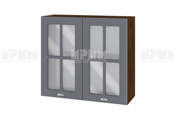 Горен шкаф с две витрини ВФ-Цимент мат-06-104, 80см