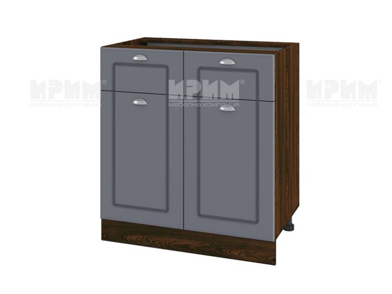 Долен шкаф с две врати и две чекмеджета ВФ-Цимент мат-06-26, 80см - Модулна Кухня Сити цимент мат и бяло гладко