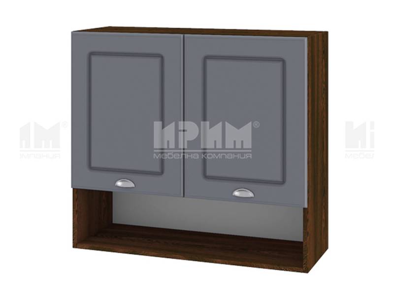 Горен шкаф с две врати и ниша ВФ-Цимент мат-06-8, 80см - Модулна Кухня Сити цимент мат и венге