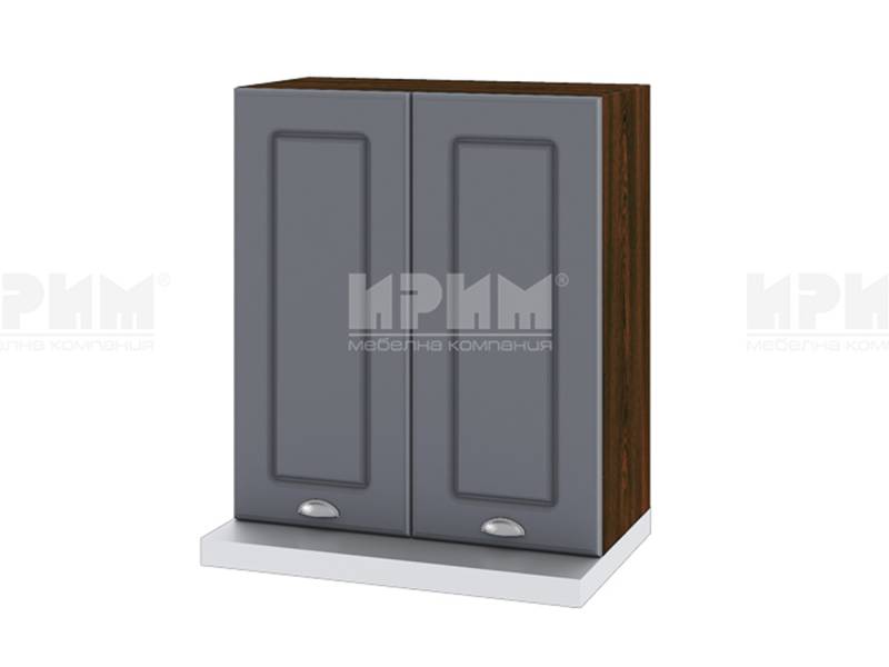 Горен шкаф за аспиратор с две врати ВФ-Цимент мат-06-13, 60см - Модулна Кухня Сити цимент мат и бяло гладко