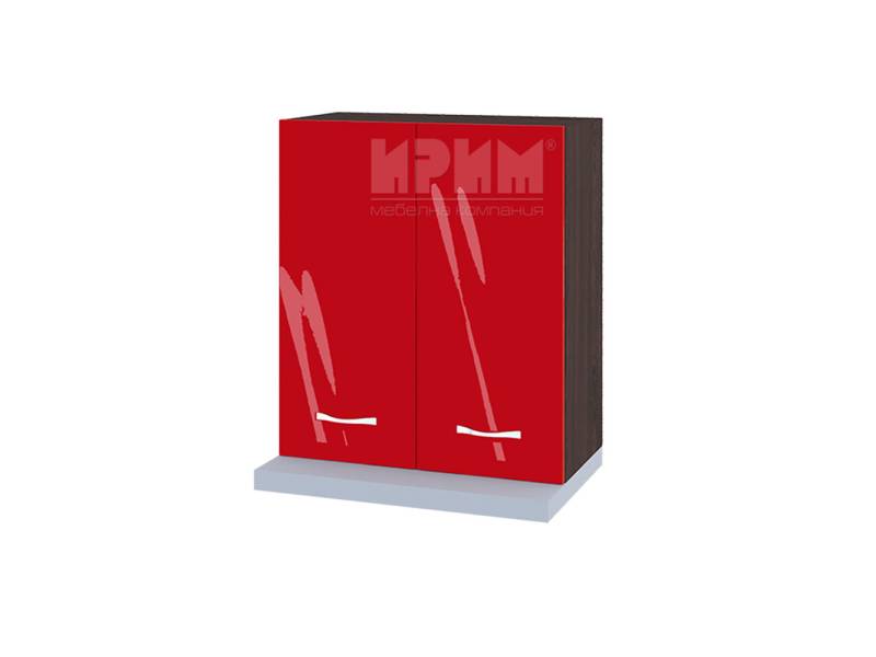 Горен шкаф за аспиратор с две врати ВЧ-13, 60см - Модулна кухня Сити червен хайглос и бяло гладко