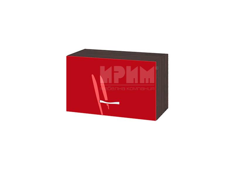 Горен шкаф с хоризонтална врата ВЧ-15, 60см - Модулна кухня Сити червен хайглос и бяло гладко