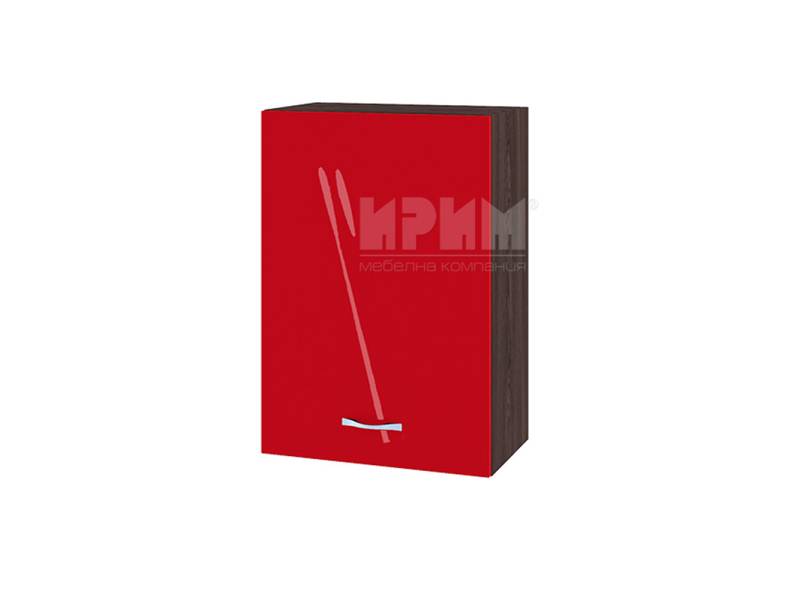 Горен шкаф с врата ВЧ-18, 50см - Модулна кухня Сити червен хайглос и бяло гладко