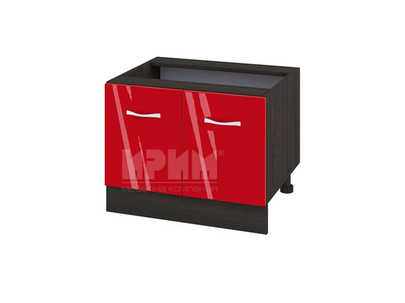 Долен шкаф за Раховец с две врати ВЧ-32, 60см - Модулна кухня Сити червен хайглос и бяло гладко