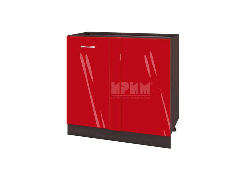 Долен шкаф за ъгъл с врата ВЧ-42, 90см - Модулна кухня Сити червен хайглос и бяло гладко