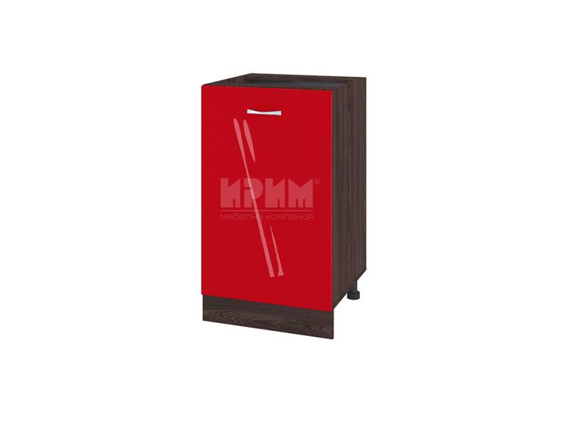 Долен шкаф с врата ВЧ-43, 50см - Модулна кухня Сити червен хайглос и бяло гладко