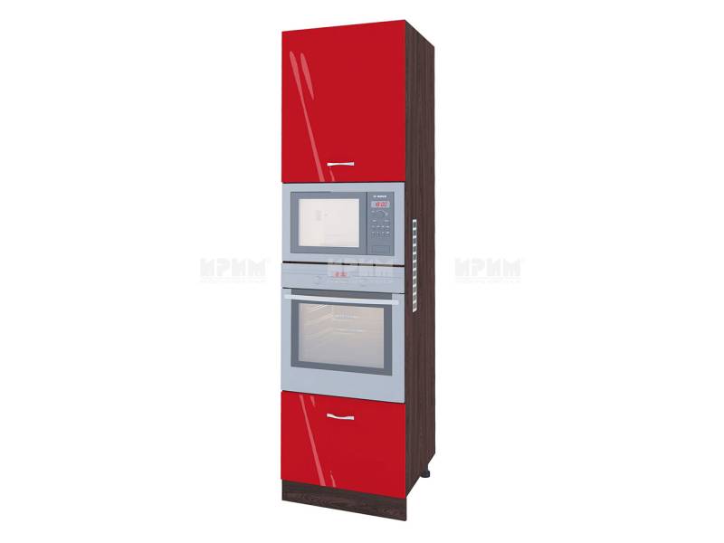 Колонен шкаф ВЧ-48, 60см - Модулна кухня Сити червен хайглос и бяло гладко